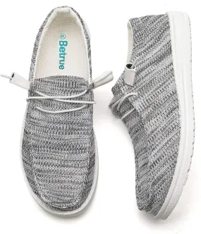 Betrue Women's Lightweight Boat Shoes, Casual Loafers, Slip On Deck Shoes, Breathable Canvas Sneakers