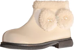 Big Kids Girls Winter Fleece Plush Ankle Booties PU Leather Water-Proof Faux  Lined Thick Comfortable Shoes
