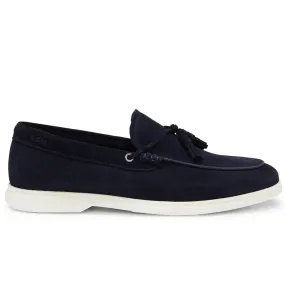 Boss Suede Slip-on Loafers with Tassel Trim - Navy