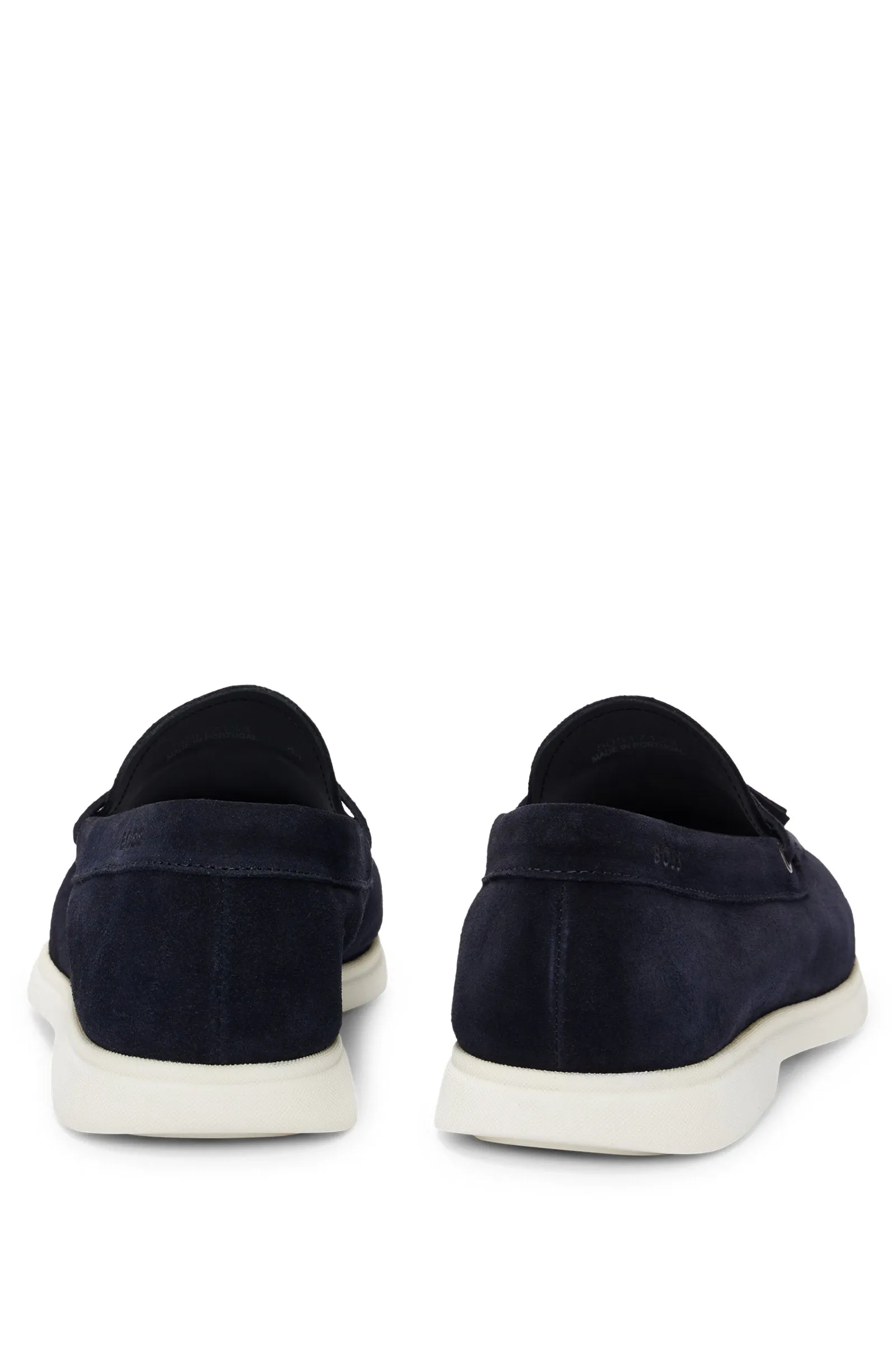 Boss Suede Slip-on Loafers with Tassel Trim - Navy