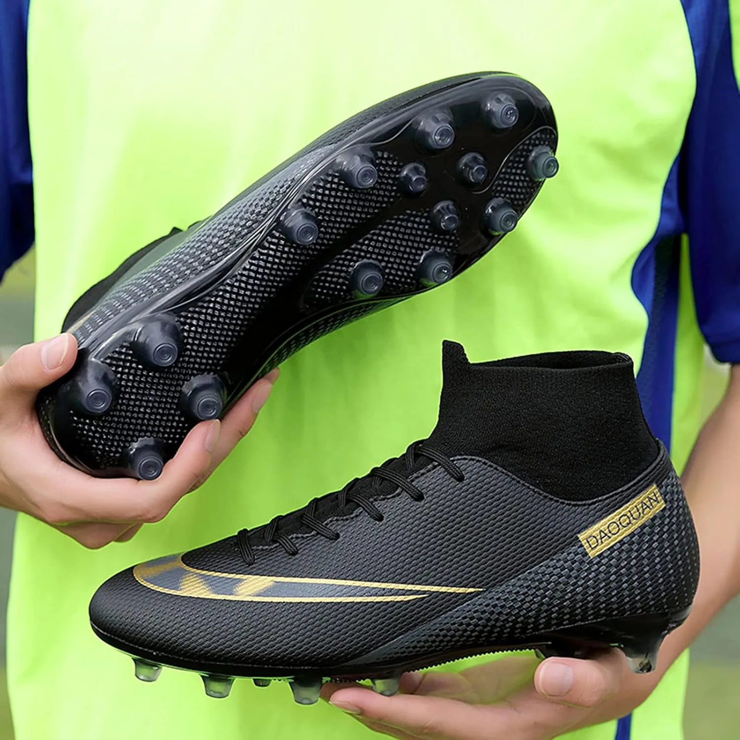 CERYTHRINA Mens Athletic Soccer Boots Kids High-Top Cleats Football Soccer Shoe Outdoor Professional Turf Non-Slip Competition Trainings Sneaker