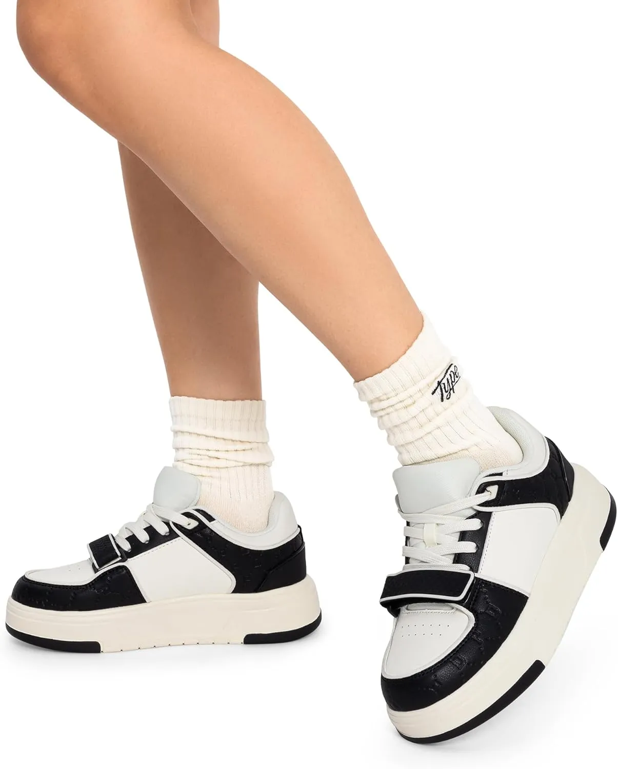 DREAM PAIRS Women Platform Chunky Sneakers Leather Oli Casual Fashion Sneaker
