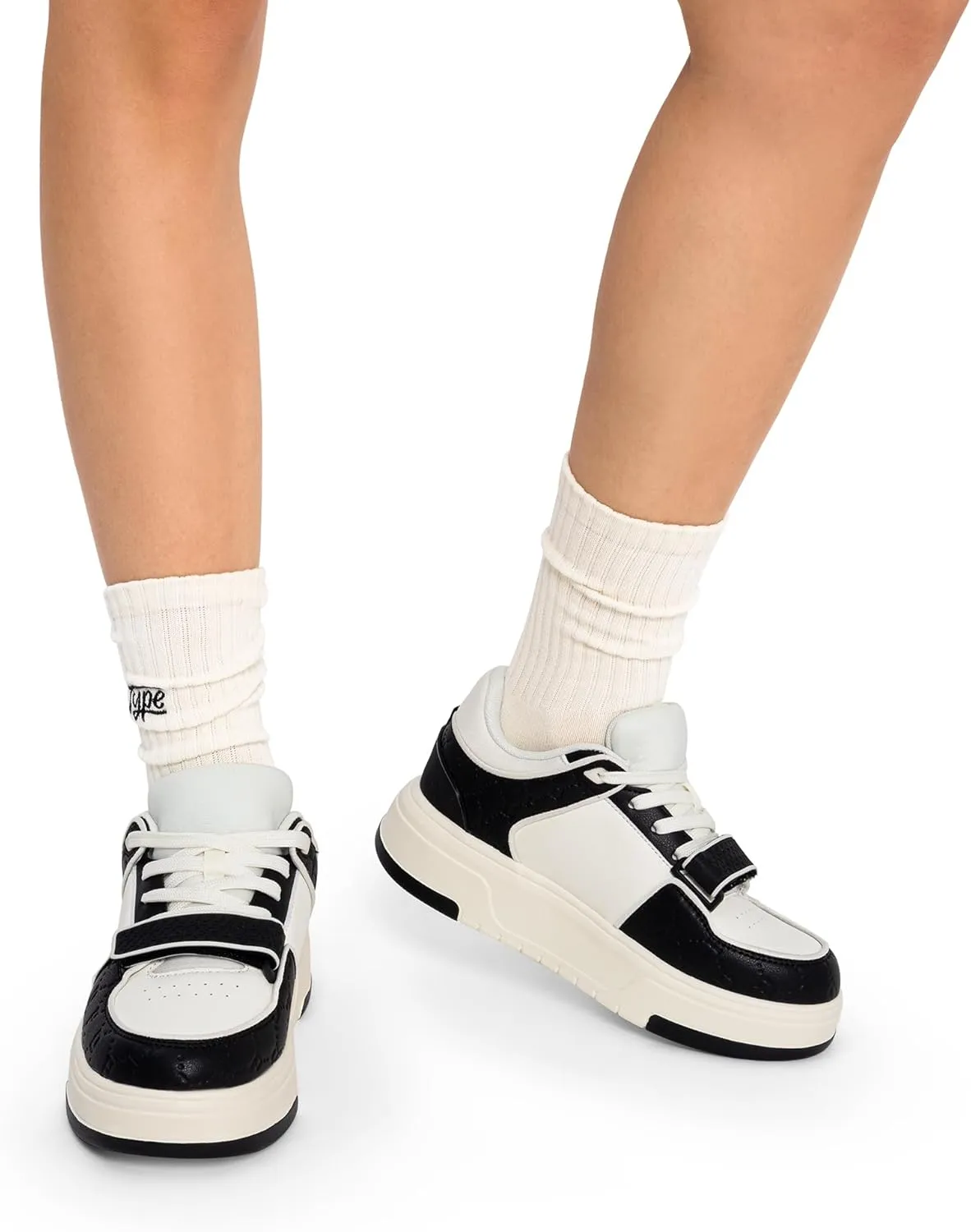 DREAM PAIRS Women Platform Chunky Sneakers Leather Oli Casual Fashion Sneaker