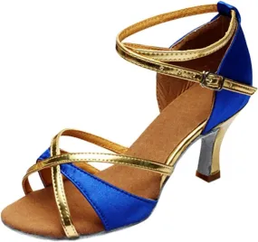 Dress Sandals Shoes for Women Leather Open Toe High Heels Ladies Gold Silver Glittering with Ankle Strap