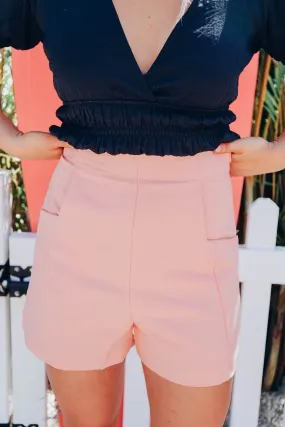 Fashion Forward High Waisted Shorts - Peach