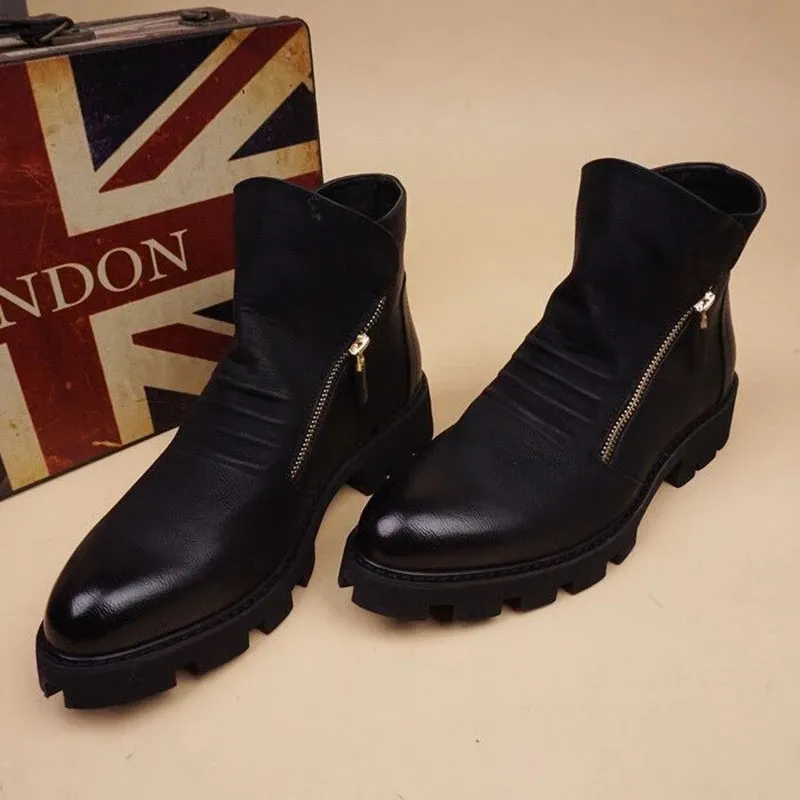 Fashion leather chelsea boots with zipper
