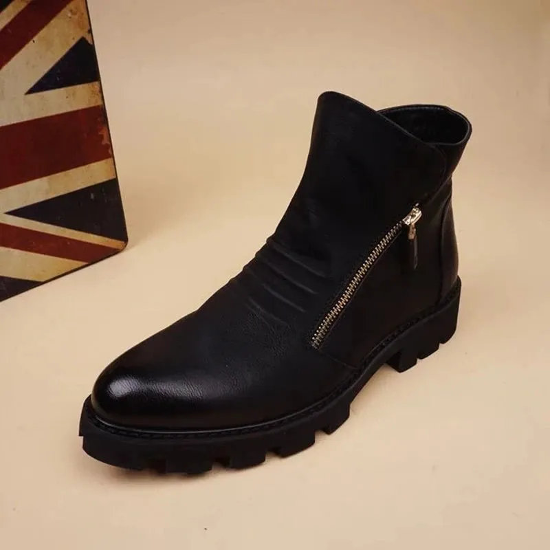 Fashion leather chelsea boots with zipper