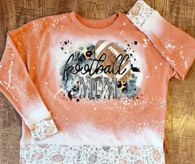 Football Mom Leopard and Cuff detail Crewneck Sweater