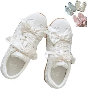 Kawaii Platform Shoes  Chunky Sneakers for Women, Aesthetic Ballet-Inspired Shoes with Bow & Pearls, Cute Fashion Backpack-Inspired Trainers