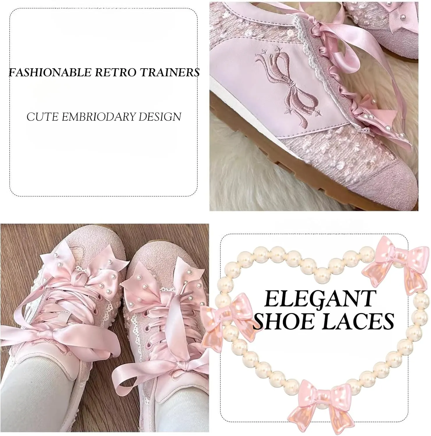 Kawaii Platform Shoes  Chunky Sneakers for Women, Aesthetic Ballet-Inspired Shoes with Bow & Pearls, Cute Fashion Backpack-Inspired Trainers