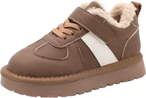 Kids Fleece Warm Lined Sneakers Comfortable Cozy Lightweight Athletic Walking Jogging Sport Shoes for Cold Day