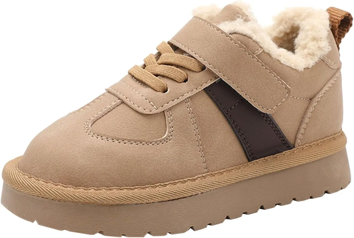 Kids Fleece Warm Lined Sneakers Comfortable Cozy Lightweight Athletic Walking Jogging Sport Shoes for Cold Day