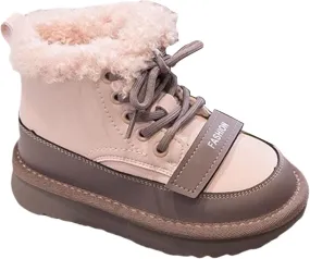 Kids Girls Fleece Winter Ankle Boots Lace-up Cute Soft Rubber Bottom Vintage Plush Warm 6 Toddler Girls Boots