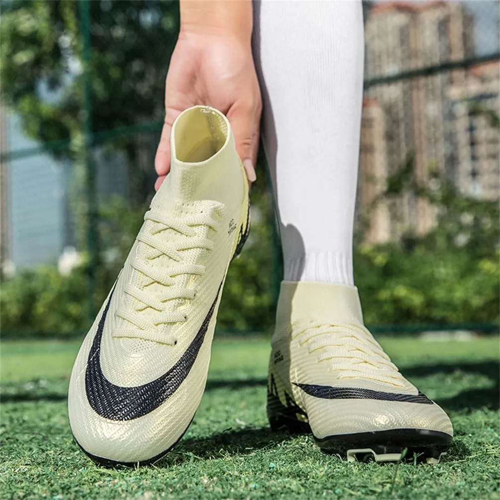Kids Soccer Cleats High Top Youths Spikes FG Shoes Baseball Ankle-Cuff Athletic Professional Firm Ground Non-Slipping Boys Football Boots