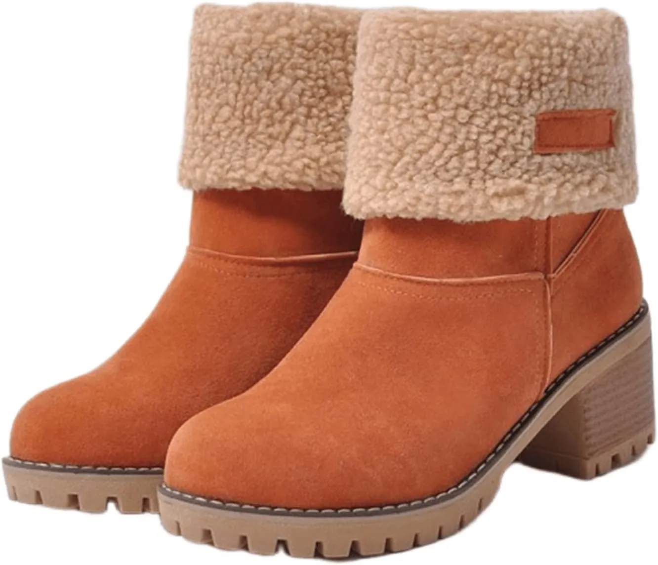 Ladmiple Snow Boots For Women Wide Calf Warm Fur Lined Winter Outdoor Short Ankle Booties Slip On Comfortable Walking Shoes