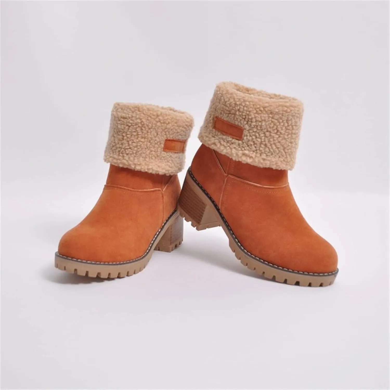 Ladmiple Snow Boots For Women Wide Calf Warm Fur Lined Winter Outdoor Short Ankle Booties Slip On Comfortable Walking Shoes