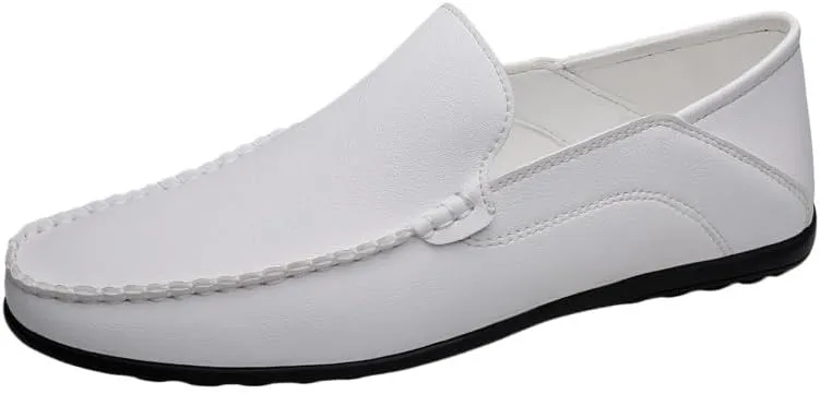 Men's Solid Color Round Toe Loafers - Lightweight, Slip-Resistant, Classic Anti-Slip Slip-On Shoes for Men