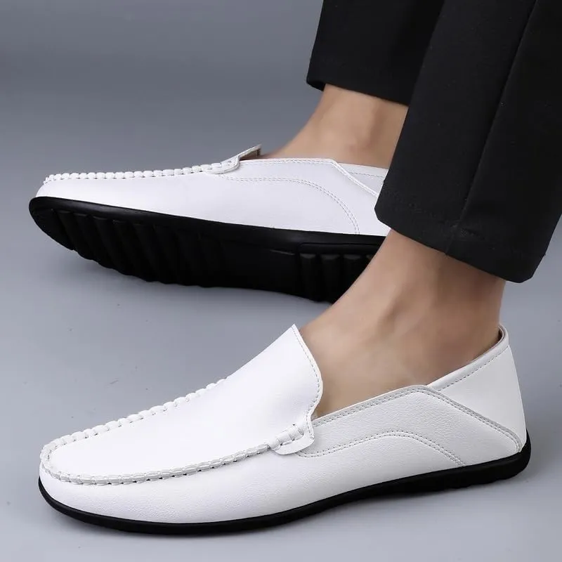 Men's Solid Color Round Toe Loafers - Lightweight, Slip-Resistant, Classic Anti-Slip Slip-On Shoes for Men