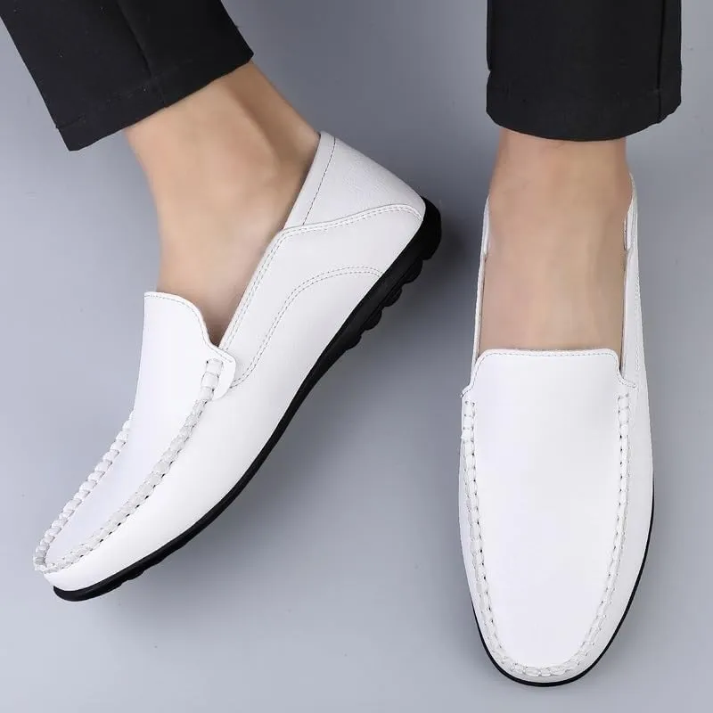 Men's Solid Color Round Toe Loafers - Lightweight, Slip-Resistant, Classic Anti-Slip Slip-On Shoes for Men