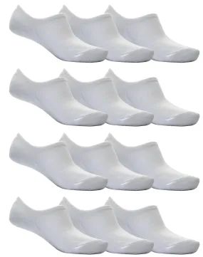 OCTAVE Unisex Plain Invisible Trainer Liner Socks - 12 Pack White