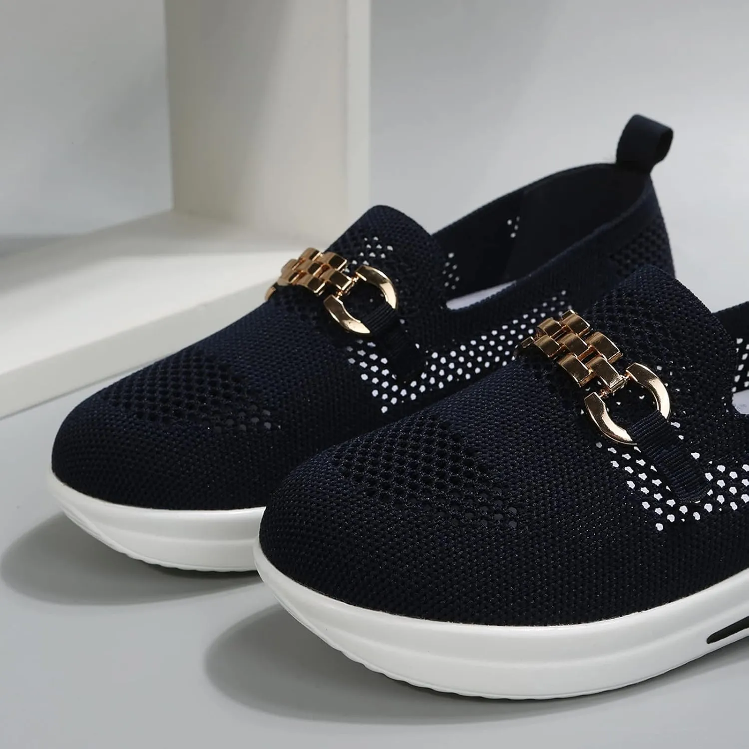Orthopedic Walking Shoes for Women Slip-On Fashion Platform Sneakers Woven Breathable Summer Shoes with Arch Support
