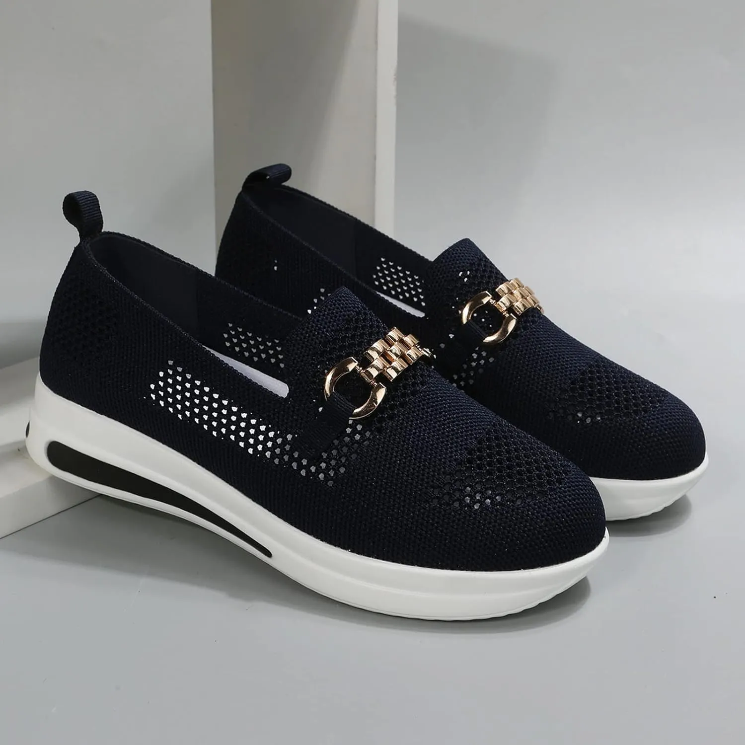 Orthopedic Walking Shoes for Women Slip-On Fashion Platform Sneakers Woven Breathable Summer Shoes with Arch Support