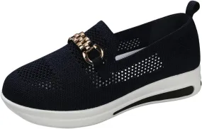 Orthopedic Walking Shoes for Women Slip-On Fashion Platform Sneakers Woven Breathable Summer Shoes with Arch Support