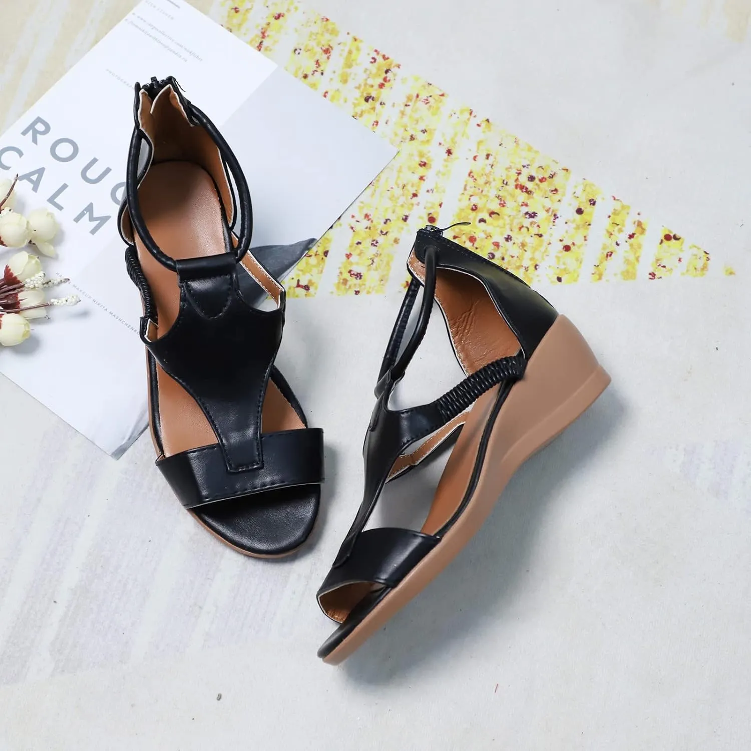 Platform Sandals Women's Ankle Strap Low Wedge Sandals Summer Shoes Women's Classic Wedge Heels Sandals