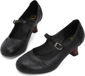 SHODENSE Women Kitten Heels Mary Jane Oxford Shoes Round Closed Toe Ankle Strap Dress Sandals Cutout Mid Block Heel Mary Jane Pumps Matte Criss-Cross Strappy Pumps Office Ladies Work Party 4-17 M US