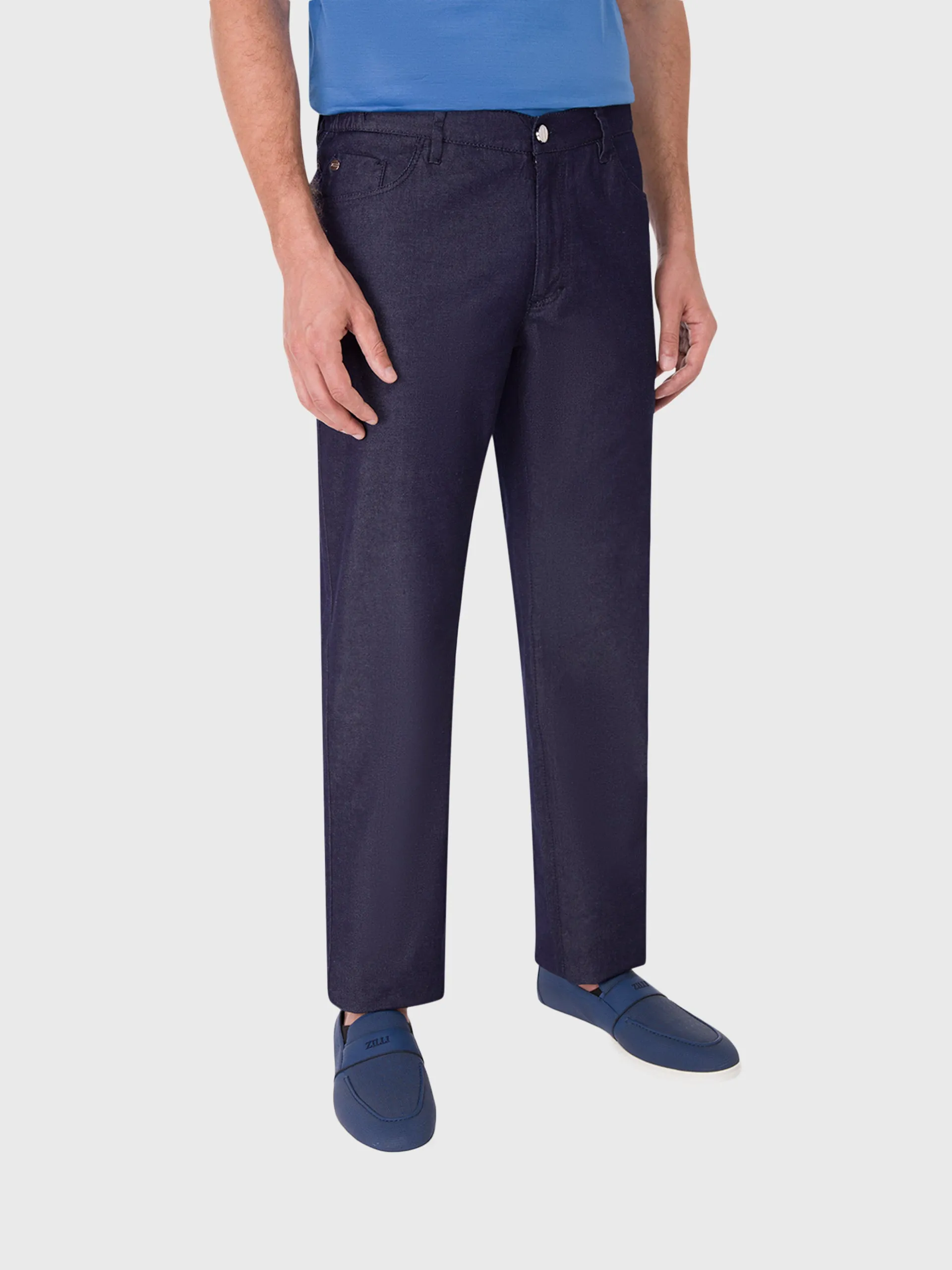Slim Fit Cotton and Silk Jeans