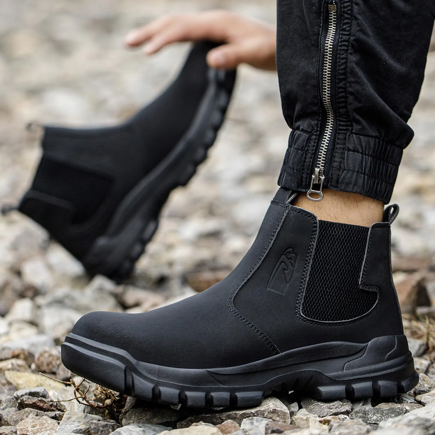 Steel Toe Slip on Work Boots for Men Industrial Construction Safety Work Shoes Lightweight Comfortable Indestructible Sneakers