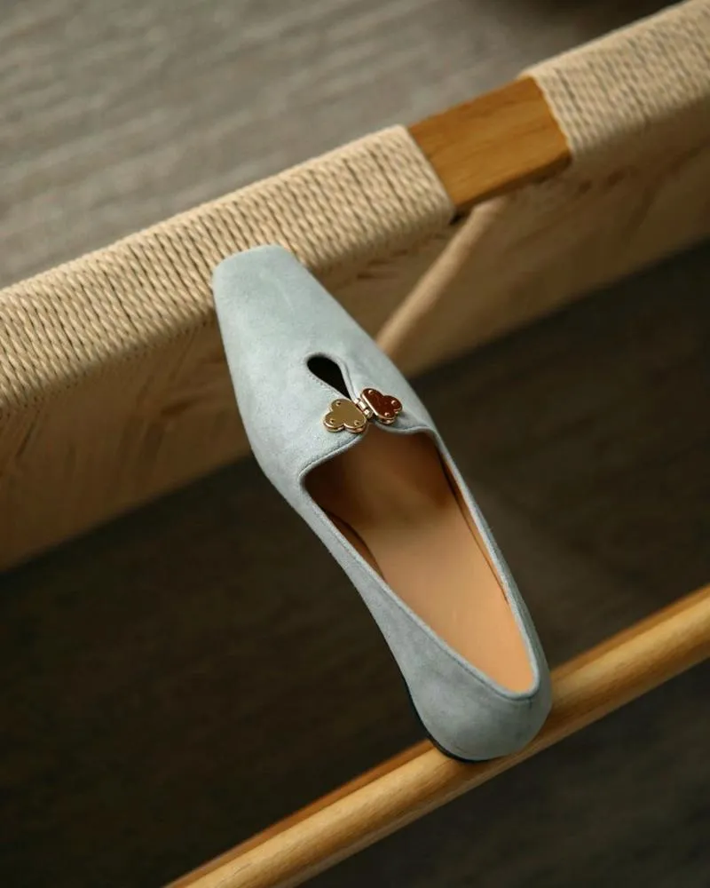 suede square toes loafers slip on