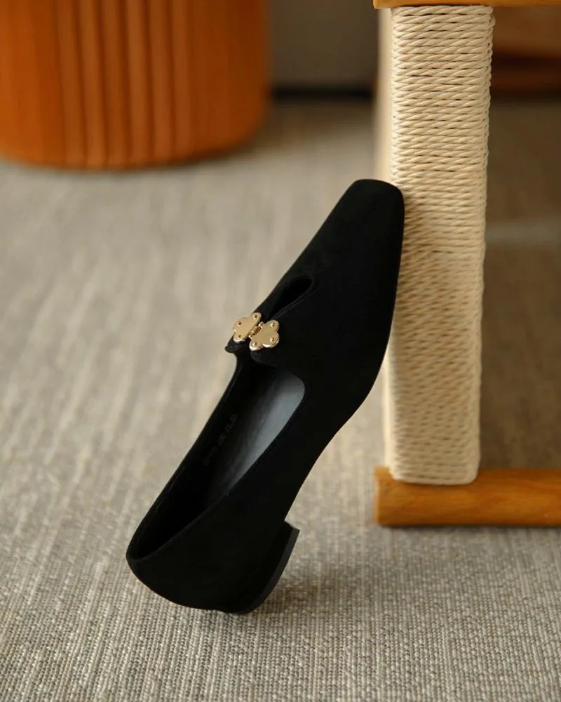 suede square toes loafers slip on
