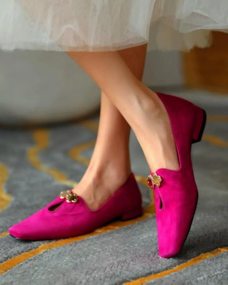 suede square toes loafers slip on