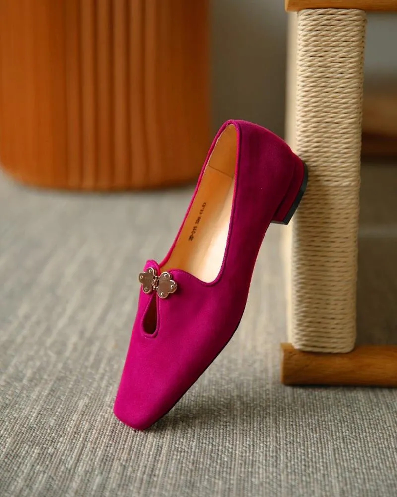 suede square toes loafers slip on