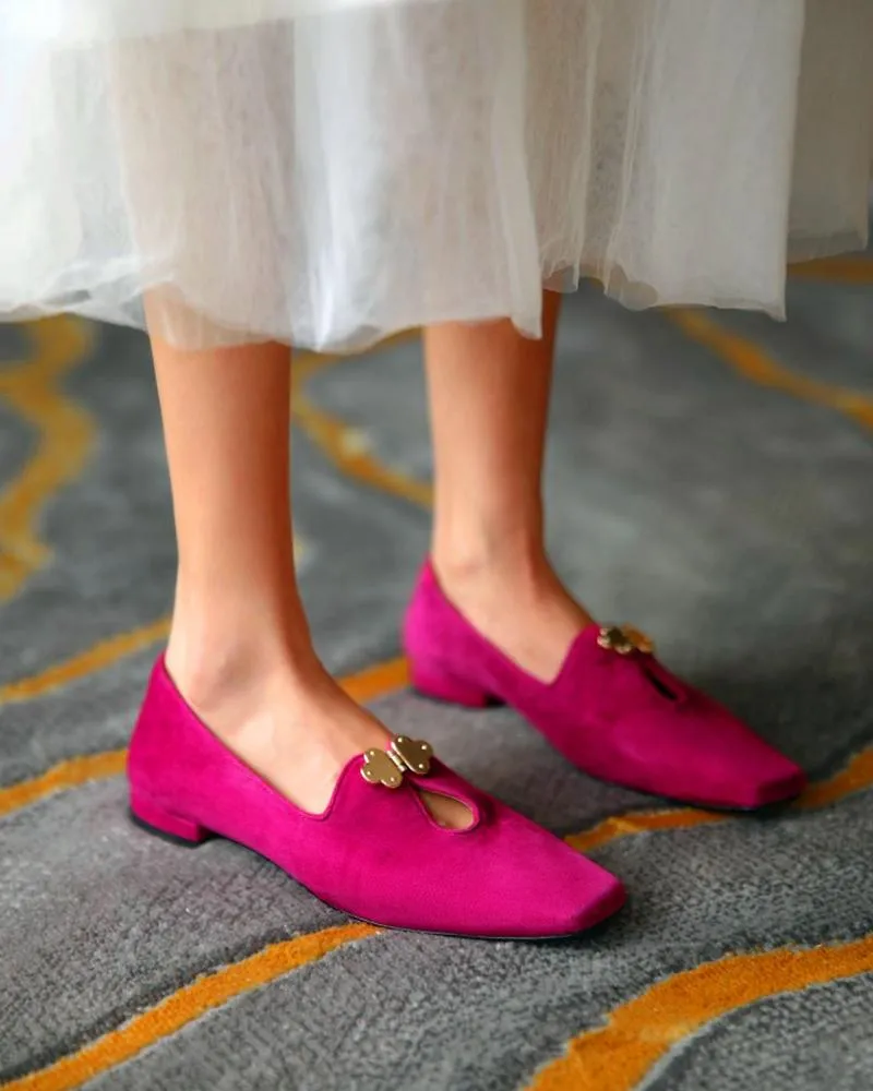 suede square toes loafers slip on