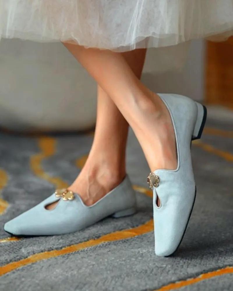 suede square toes loafers slip on
