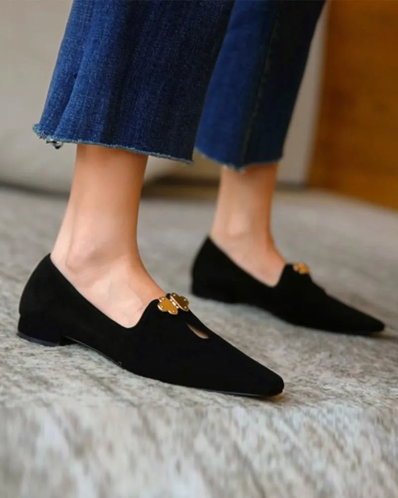 suede square toes loafers slip on