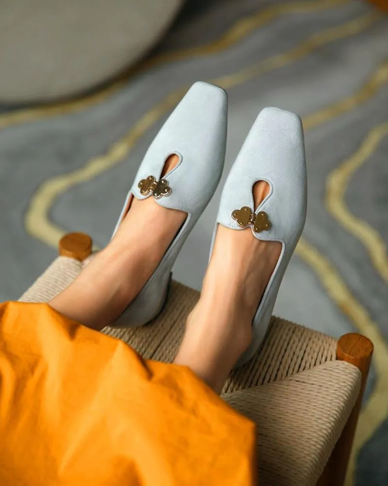 suede square toes loafers slip on