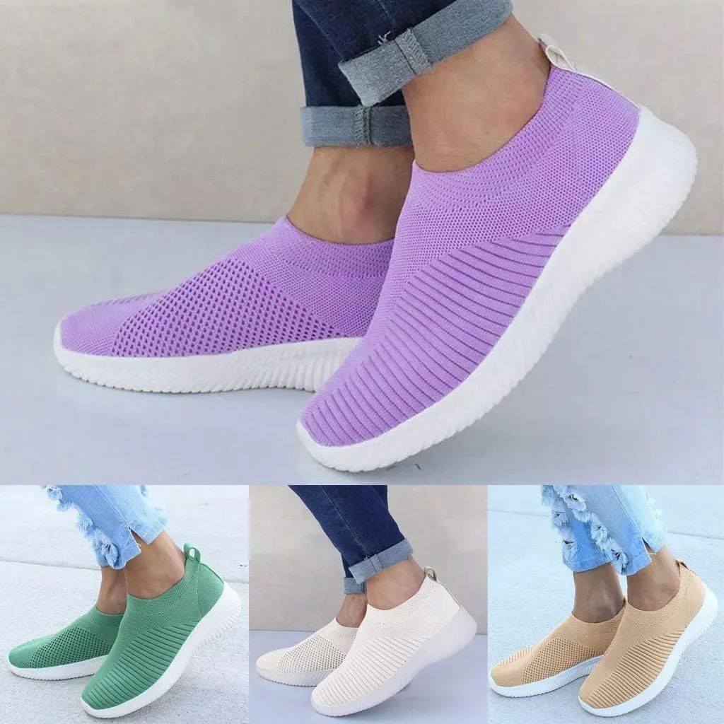 Walking Shoes Women Arch Support Slip On Sneakers Comfortable Mesh Orthopedic Shoes Outdoor Running Tennis Shoes