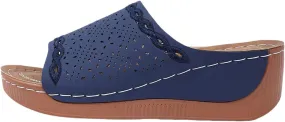 Wedge Sandals for Women Dressy Summer Comfortable Sandals Slip-On Platform Wedge Slides Shoes Casual Walking Hollow Out Beach Shoes