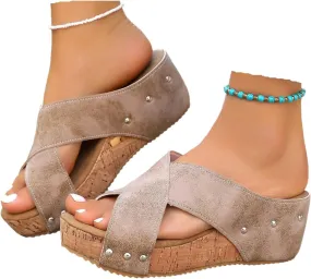 Wedge Sandals For Women Platform Sandals with Ankle Strap Open Toe Espadrilles Wedge Heels Sandal Dressy Casual Boho Summer Beach Sandal Ladies Wedges