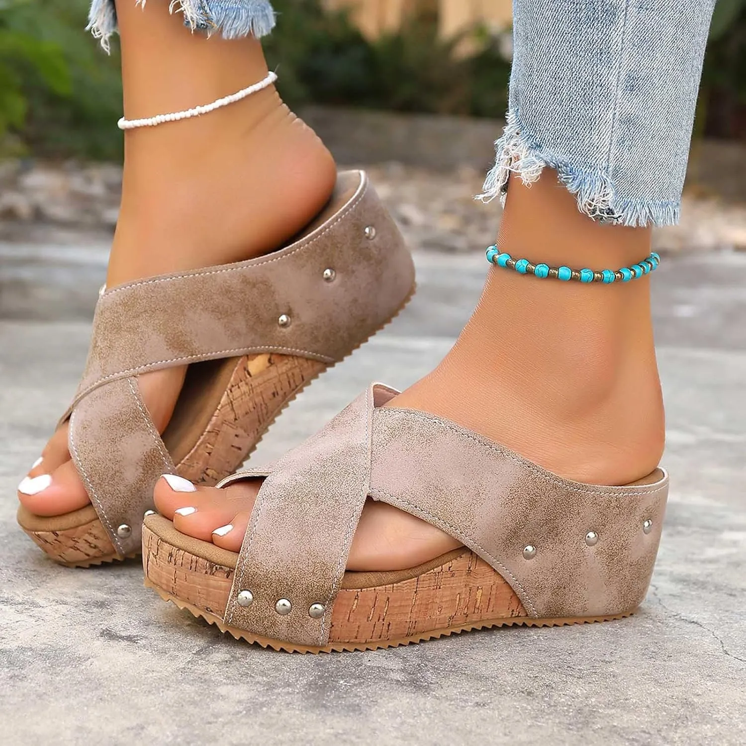 Wedge Sandals For Women Platform Sandals with Ankle Strap Open Toe Espadrilles Wedge Heels Sandal Dressy Casual Boho Summer Beach Sandal Ladies Wedges