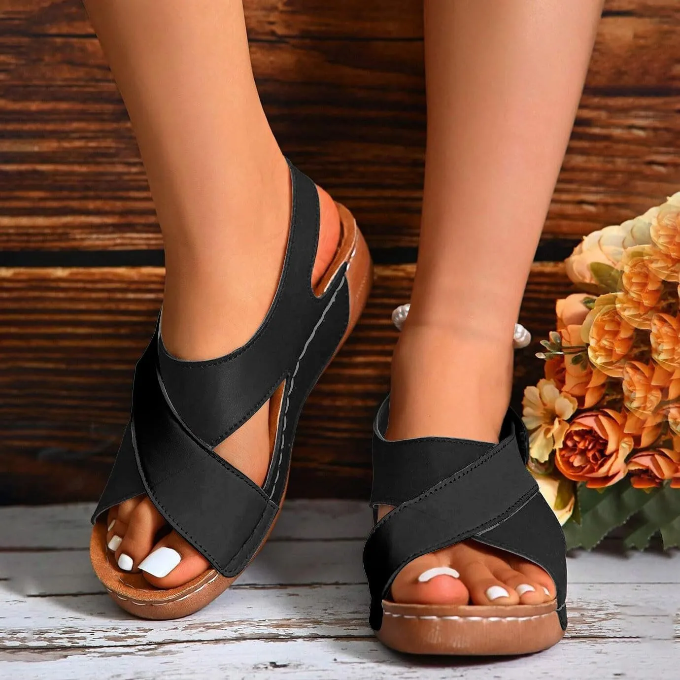 Wedges for Women Chunky Platform Heels Women's Ankle Strap Low Wedge Sandals Platform Sandals Short Heels for Women