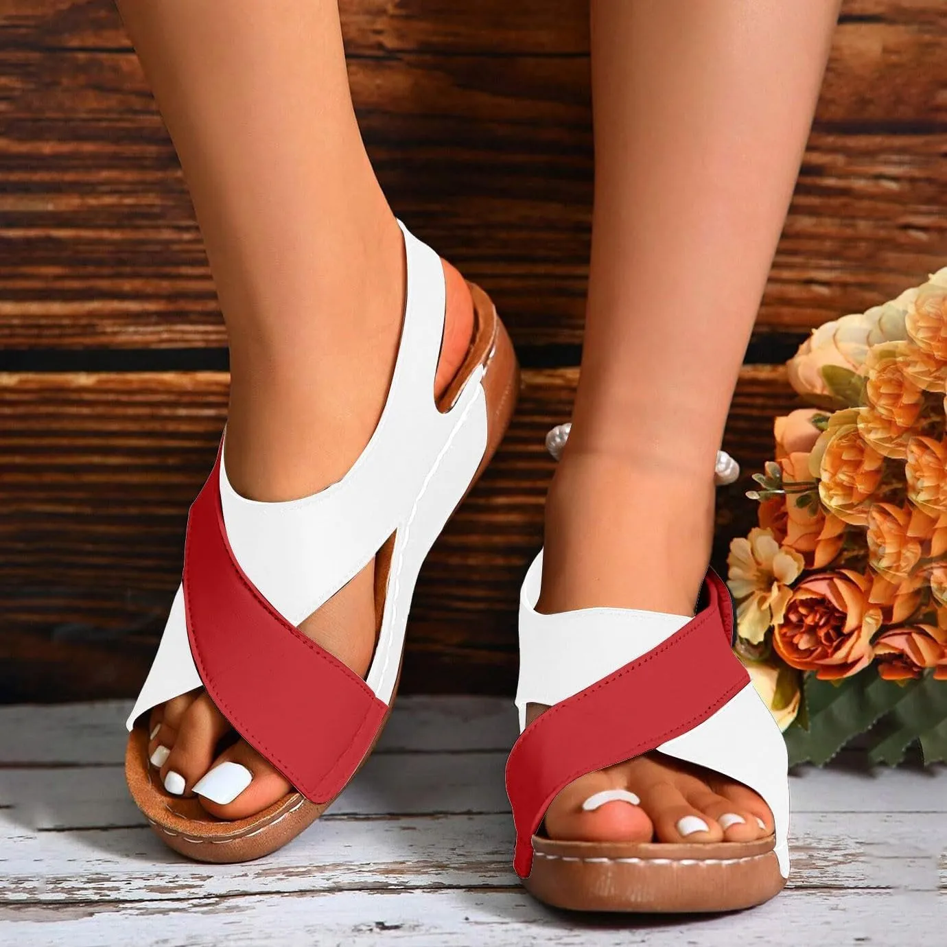 Wedges for Women Chunky Platform Heels Women's Ankle Strap Low Wedge Sandals Platform Sandals Short Heels for Women