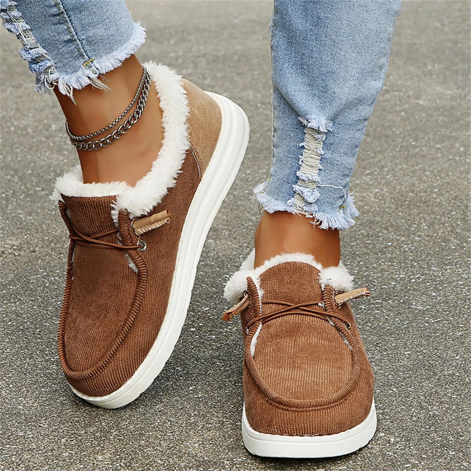 Winter Dress Boots For Women 2024 Warm Snow Fuzzy Ankle Booties Cute Silp On Comfortable Casual Fashion Loafers Shoes