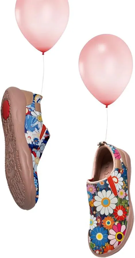 Women Loafers Shoes Walking Comfortable Slip On Casual Travel Floral Painted Sneakers