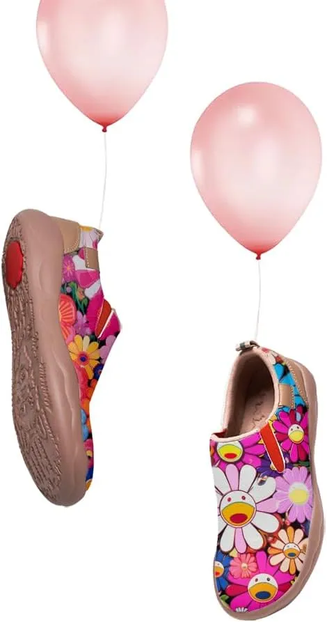 Women Loafers Shoes Walking Comfortable Slip On Casual Travel Floral Painted Sneakers