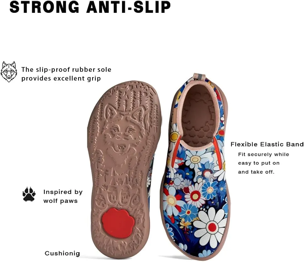 Women Loafers Shoes Walking Comfortable Slip On Casual Travel Floral Painted Sneakers