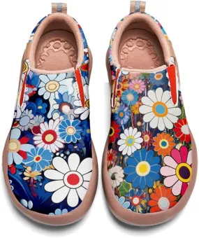 Women Loafers Shoes Walking Comfortable Slip On Casual Travel Floral Painted Sneakers